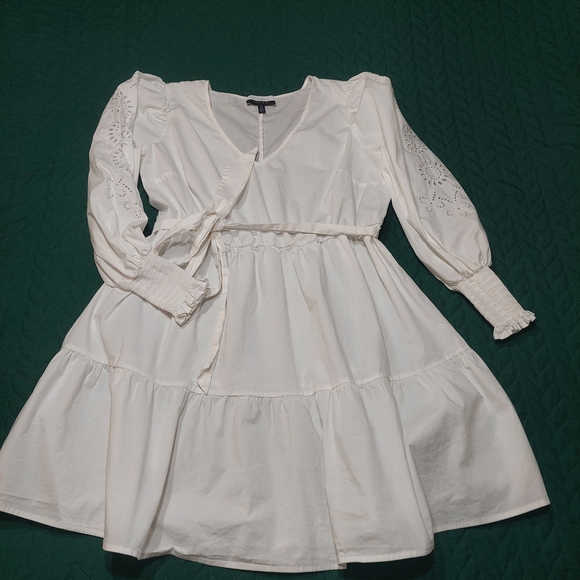 Eloquii White Mini Dress with Eyelet Sleeves - Picture 4 of 9